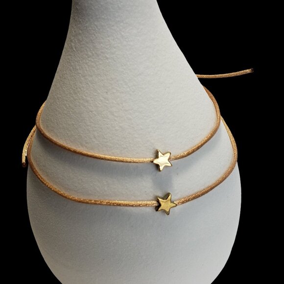 SET of 2 LUCKY STAR Gold String Kabbalah Tibetan Buddhist Adjustable BRACELET - Picture 4 of 5